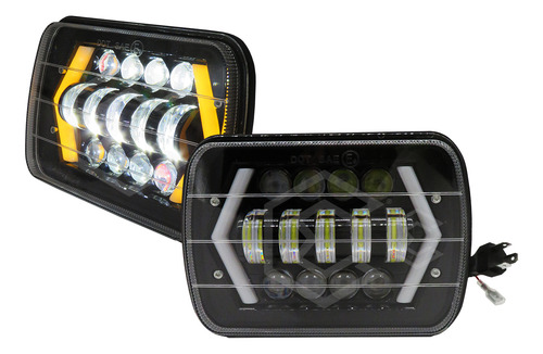 Par De Faros Unidad 5x7 Luz De Cortesía Con 13 Lupas 12-24v
