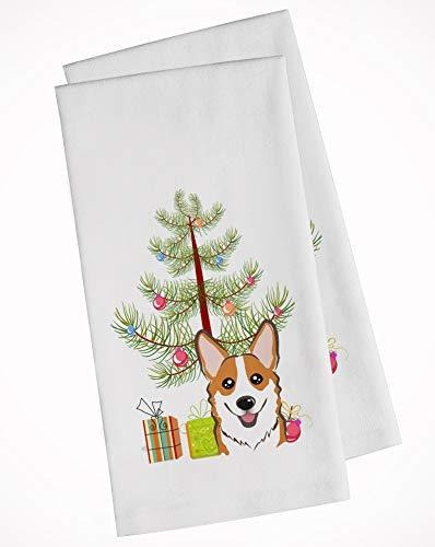 Christmas Tree And Red Corgi White Kitchen Towel Set Of 2