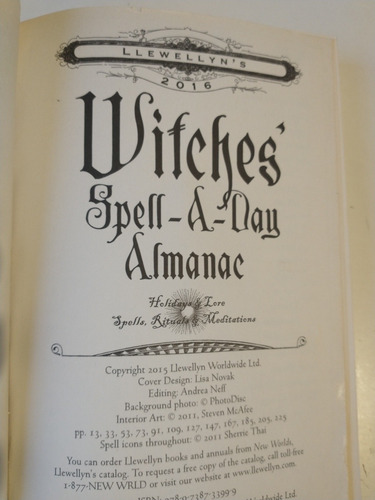 Witches Spell A Day Almanac 2016 Llewellyn