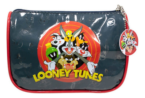 Estojo Escolar Grande Looney Tunes Pernalonga Pvc Cristal Cor Azul-marinho