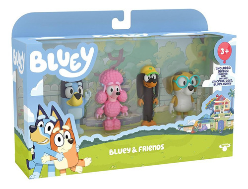 Bluey - Kit con 4 personajes de 6 cm - Bluey Friends