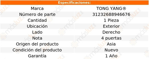 1- Guía Defensa Trasera Der Ext P/ Toyota Yaris 07/16 Tyg