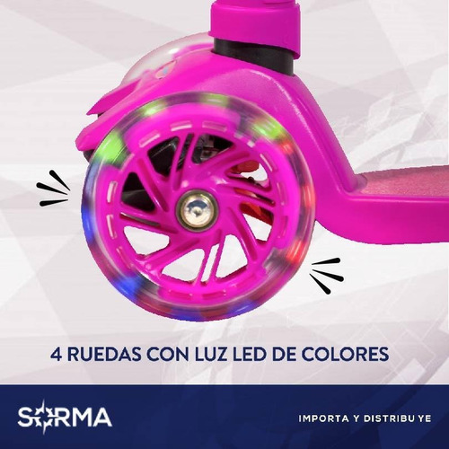 Imagen 5 de 9 de Monopatín Bullfooter Maxi Reforzado- 4 Ruedas Con Luces Led