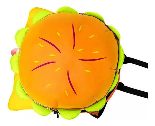 Mochila Mochila De Dibujos Animados De Hamburguesa Con Queso Color Naranja