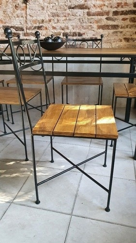 Imagen 5 de 8 de Silla De Hierro Con Asiento Madera Ideal Quincho Exterior