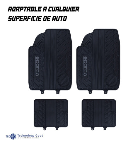 Piso Sparco 4 Piezas Pvc Color Negro/tapiz/ Suelo/ Protector