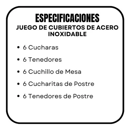 Set De 30 Cubiertos De Mesa Acero Inoxidable