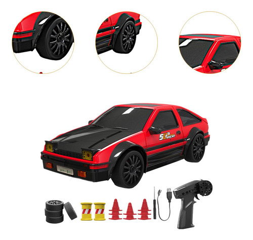 Modelo De Coche De Derrape A Escala 1/24, Negro Rojo