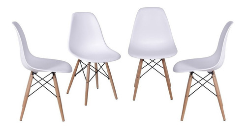 Cadeira de jantar BoxBit DKR Eames base madera, estrutura de cor  branco, 4 unidades