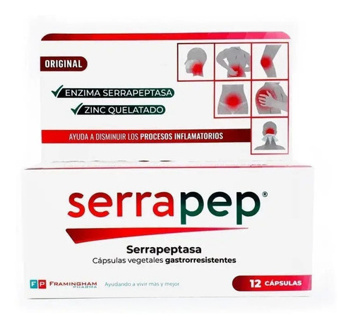 Imagen 2 de 2 de Serrapep Serrapeptasa Purificada 30 Cáps. Gastrorresistente Sabor Original