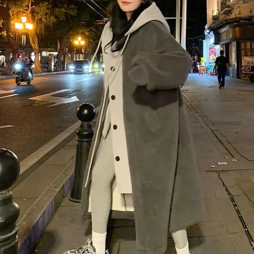 Chaqueta De Forro Polar Con Capucha Elegante Para Mujer, Est