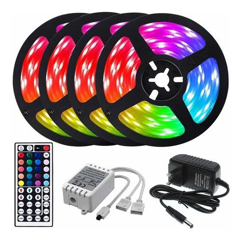 Tira De Luz Led Rgb 20m Cambio De Color + Control Ir + Adapt