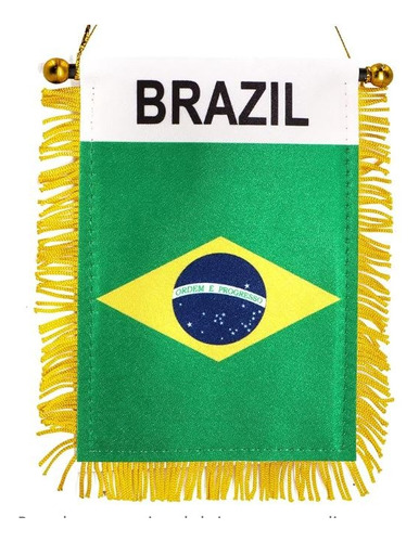Bandera De Brazil Colgante Para Vidrio O Ventanas 13x18 Cm