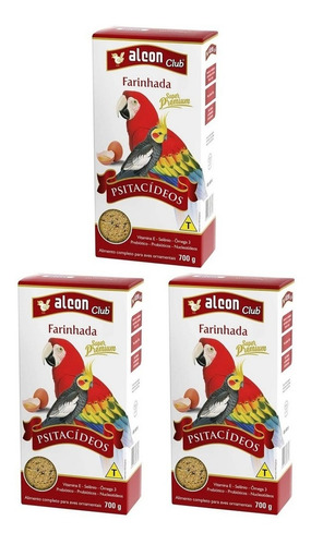 Kit 3 Unidades Ração Farinhada Psitacídeos 700g Alcon Club