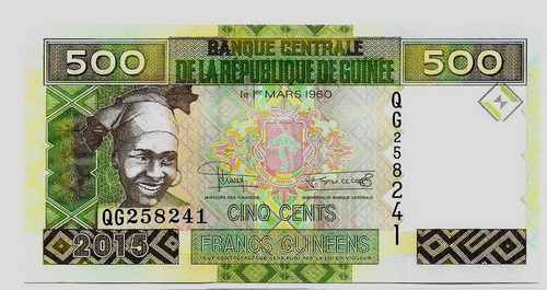 Fk Billete Guinea 500 Francos 2015 P-39b Sin Circular