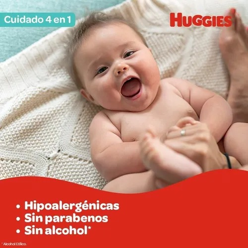 Imagen 5 de 6 de Toallas Humedas Huggies Cuidado 4 En 1 80 X 4 Unidades