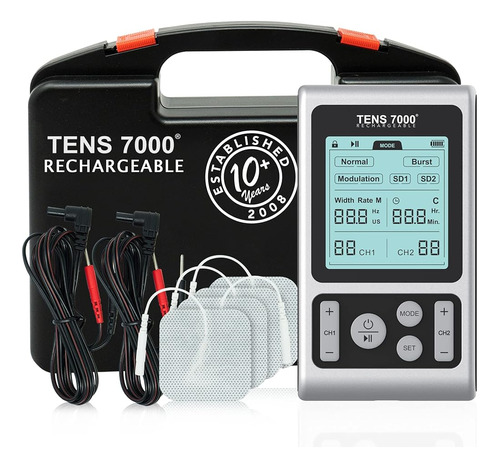 Masajeador eléctrico portátil Tens 7000 Compass health brands Dt7303 silver