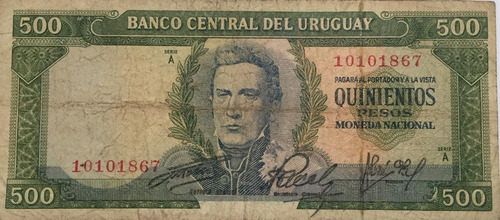 Uruguai - 500 Pesos De 1.967 - Série A - Mbc (Usado)