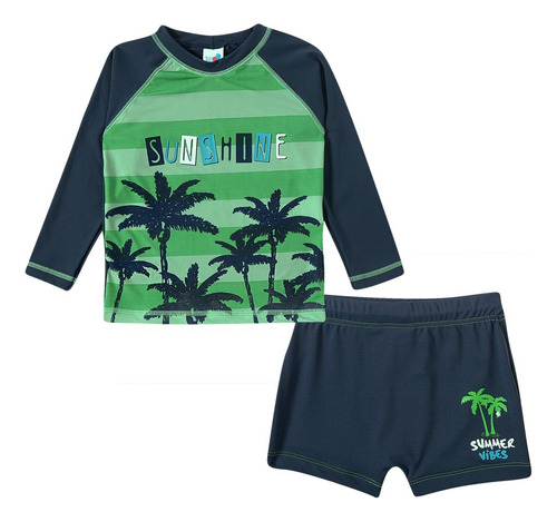 Conjunto Bebe Infantil Sungão Camiseta Praia Proteção Solar 