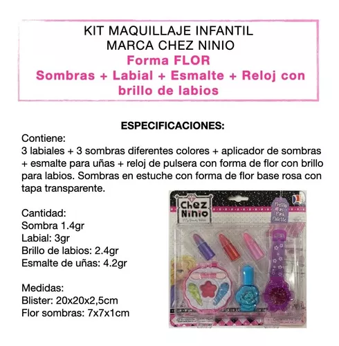 Kit Maquillaje Niñas Set Cosmetica Infantil Nenas - Flor
