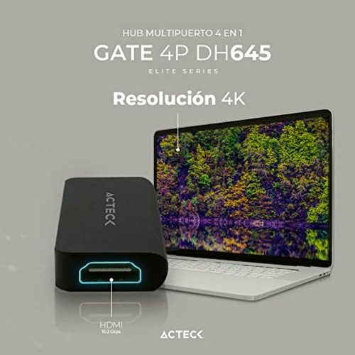 Hub Usb C 4 En 1 Gate 5p Dh645 4khdmi + 1xusb A 3.0 + 1xusb