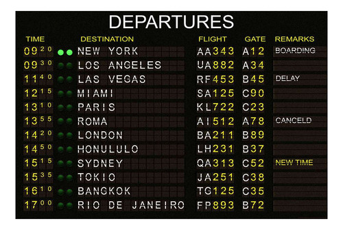 Vinilo 20x30cm Departures Cartel Aeropuerto Avion Vuelo P1