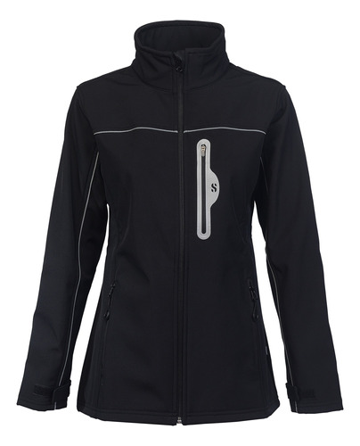 Campera Softshell Mujer Negra Térmica Impermeable Nieve
