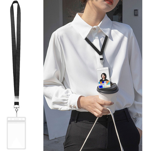 (gn) Porta-crachá Vertical Para Cartão De Visita Com Cordões