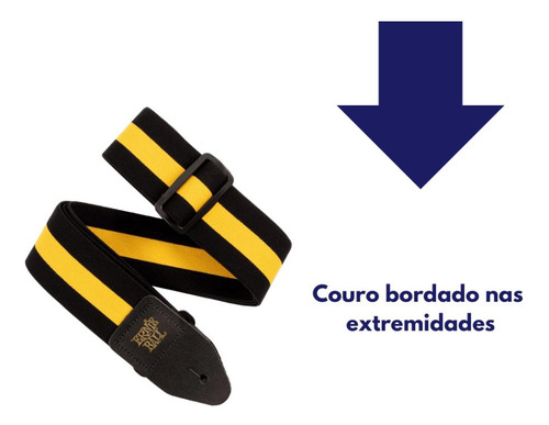 Ernie Ball P05328 Correa de poliéster duradera con rayas amarillas