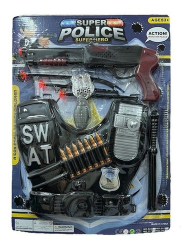 Policia Super Set C/pistola Pechera Y Accesorios 50789