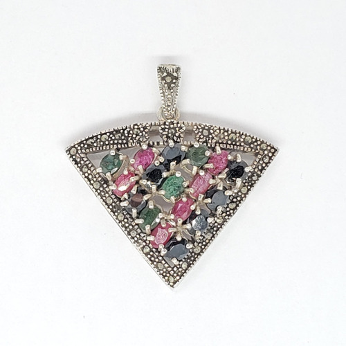Imagen 2 de 7 de Dije Plata Raices Triangulo Piedra Varios Colores