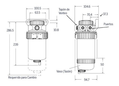 Kit Filtro Xs 320a Separador Agua Tipo Empotrable Filtroni