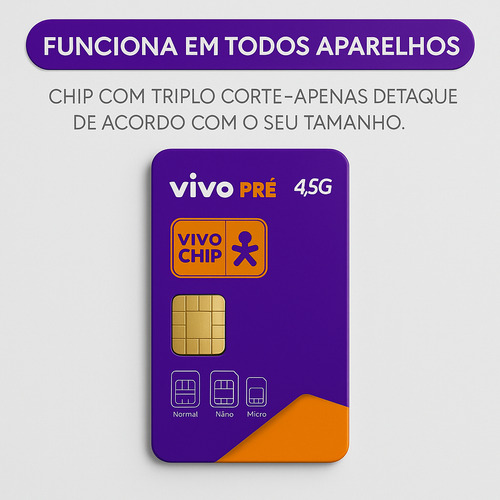 Chip Vivo Kit 5: 1 Chip S/ Recarga+4 C/ Recarga Inclusa