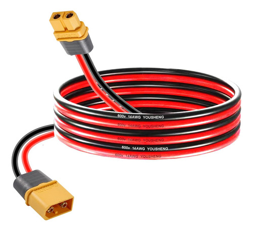 Cable Xt60 Macho A Hembra, 14 Awg, 3.3 Pies De Silicona