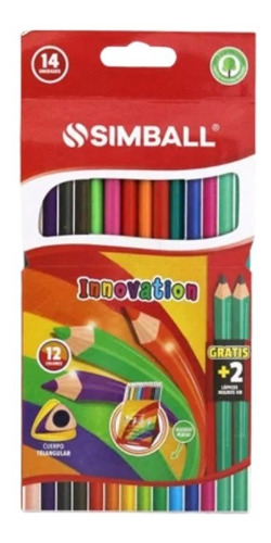 Lapiz Lapices Color Simball X 12 Colores Largos + 2 Grafitos