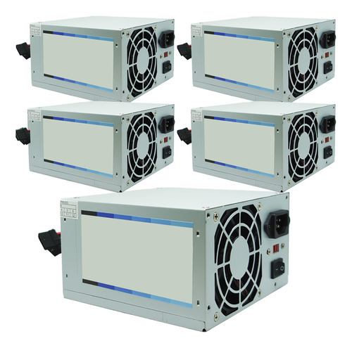 Kit 5 Fonte Pc Atx 200w Reais Real Silenciosa C/ Cabo 127/220V Cor Prata 127/220v