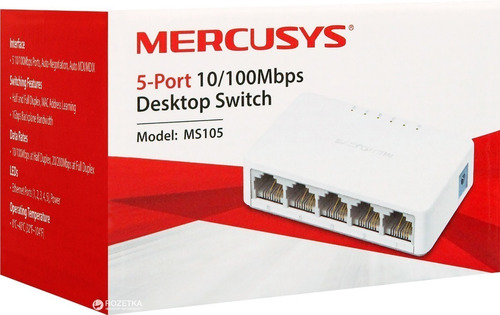 Switch De Escritorio 5 Puertos 10/100mbps Ms105 Mercusys