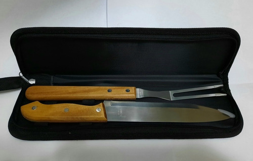 Set Asado Parrilla Gaucho Cuchillo Trincheta Estuche 