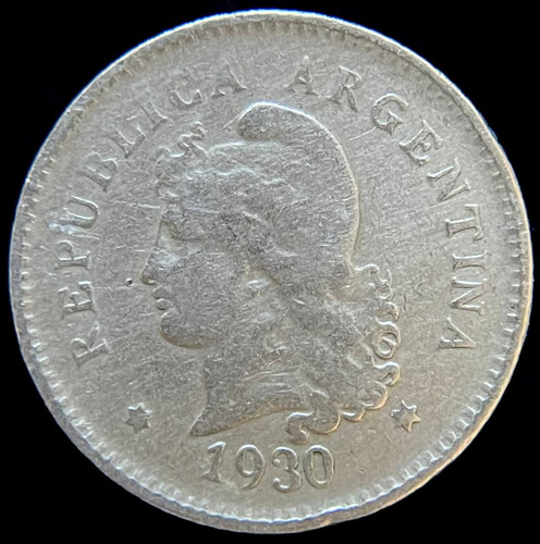 Argentina, 10 Centavos, 1930. Cj#118. B+