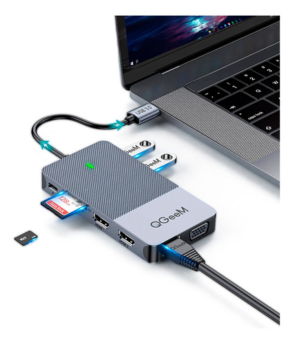 Dock Station Adaptador Hub Usb-c 11 Em 1 Com Displaylink