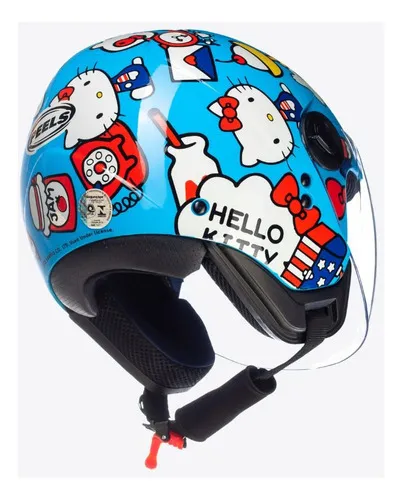Casco Moto Peels Freeway Hk Usa Hello Kitty color azul claro con