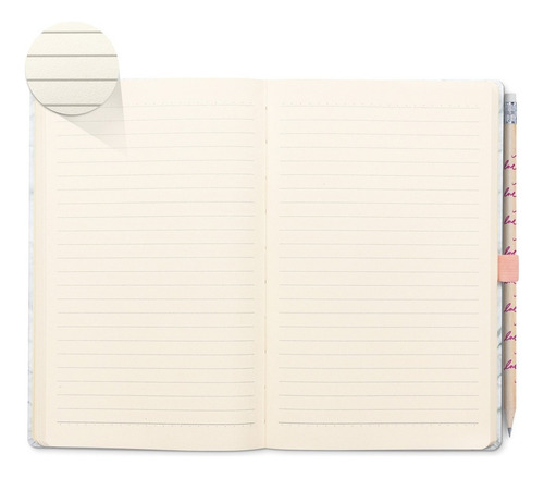 Caderno Capa Dura Mármore Dourado 12,5x20cm Pink Stone Ótima