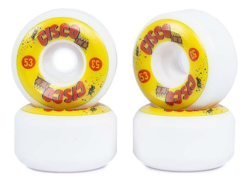 Roda Cisco Skate Nuts Premium 102a Fundida 53mm Amarelo 53mm