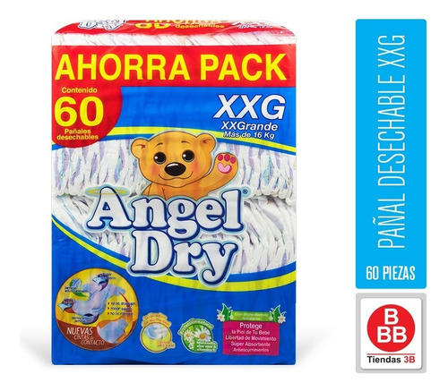 Pañal Angel Dry Etapa 6 Xxg 60 Pzas Género Sin género Talla Extra extra grande (XXG)