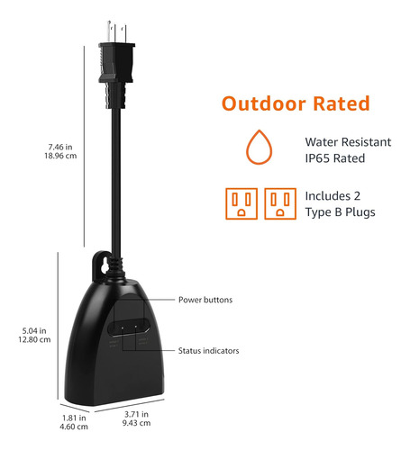 Enchufe Inteligente Para Exteriores Amazon Basics Con 2...