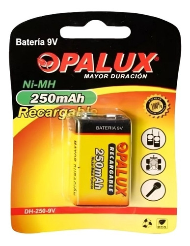 Batería Recargable 250mah 9v Opalux  Dh-250-9v