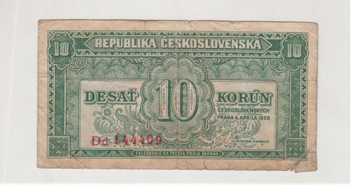 Billete Checoslovaquia 10 Korun 1950 (c85)