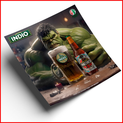 Vinil Publicitario Cerveza Indio Hulk - 100x100cm
