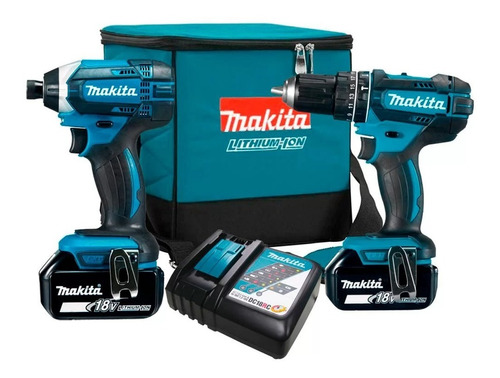 Makita Dlx2131 Furadeira Dhp482+dtd152 18v 3.0ah Lxt Nota Fs Cor Azul-turquesa 110V/220V