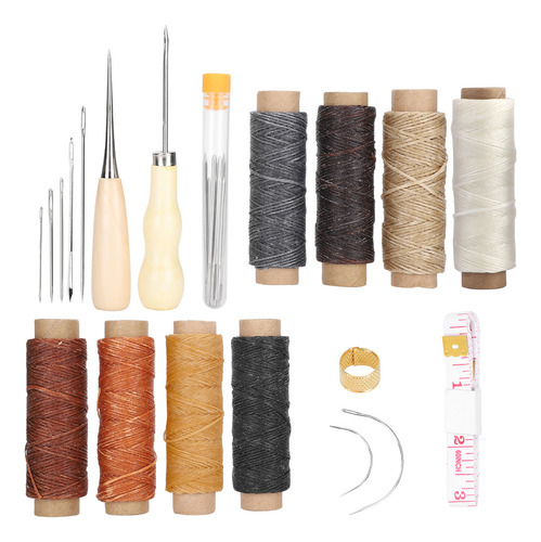 Kit De Costura De Cuero 28pcs Agujas Hilo Herramientas De Re